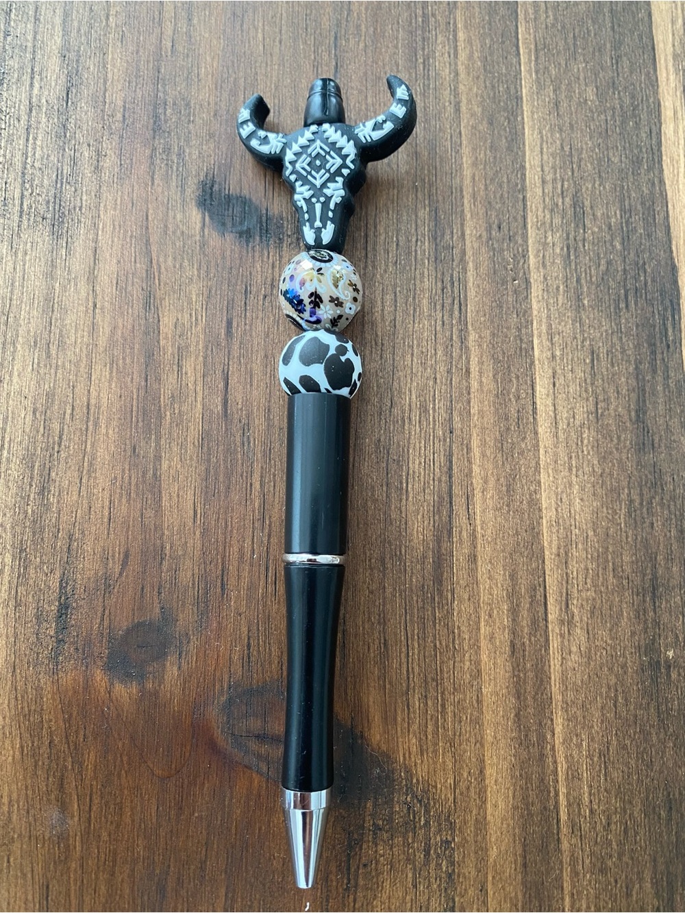 Black Bull-Head Beaded Ballpoint Pen - Men Accessories